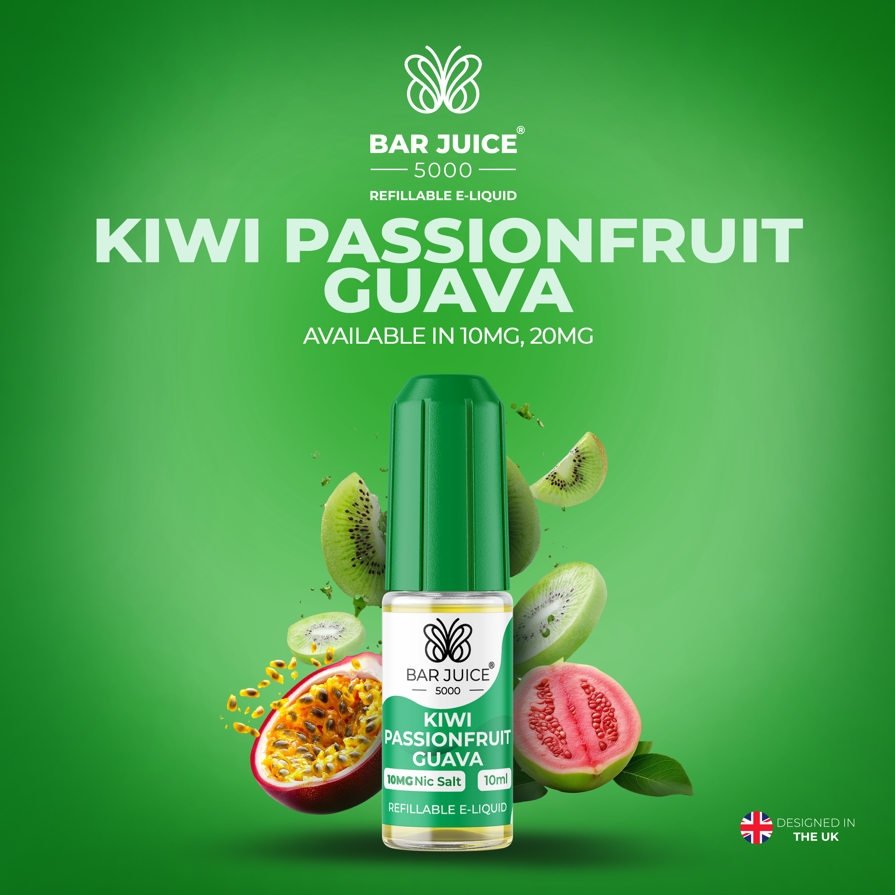 Kiwi Passionfruit Guava Nic Salt E-Liquid | Vape Juice by Bar Juice BAR JUICE Kiwi Passionfruit Guava Nic Salt E-Liquid | Vape Juice by Bar Juice BAR JUICE