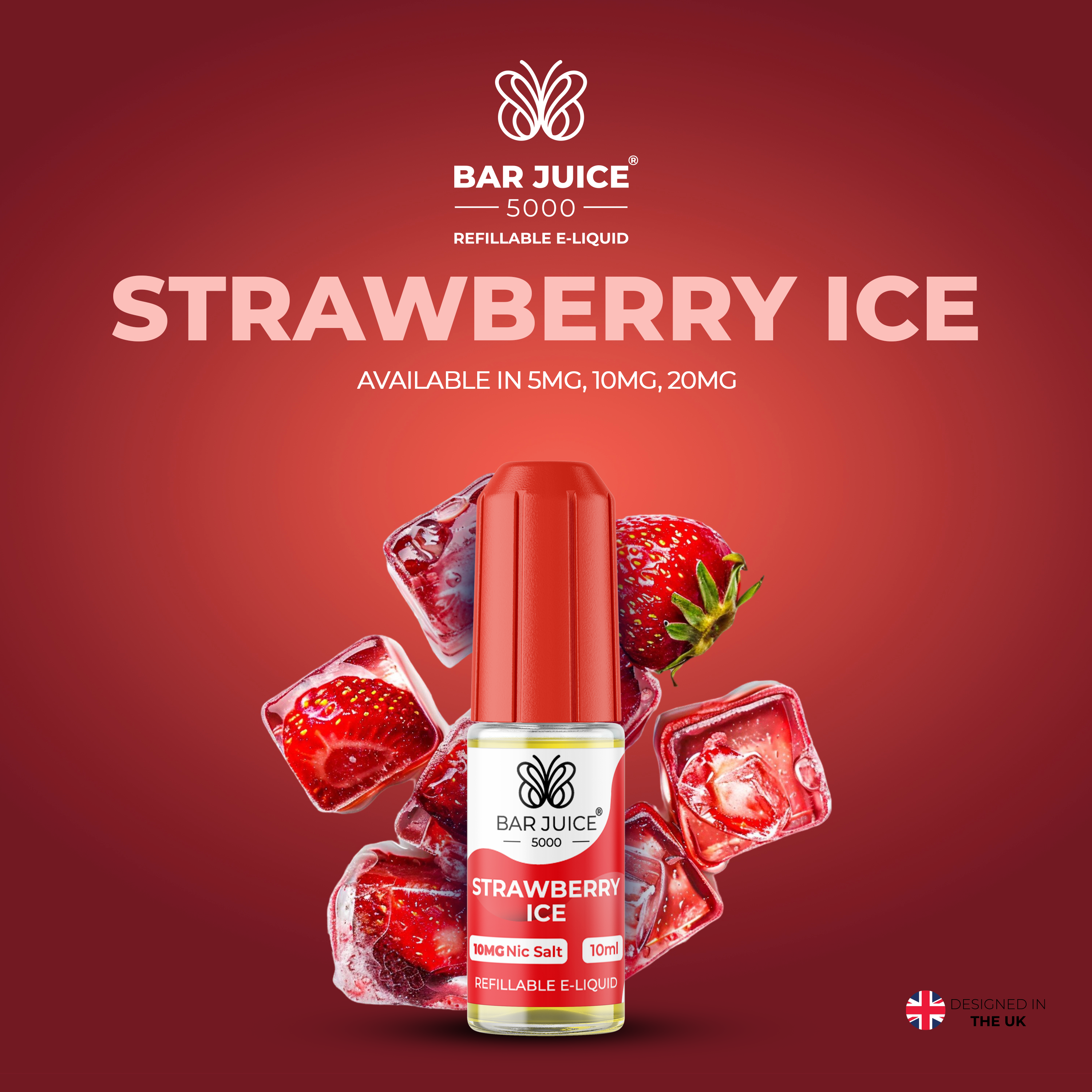 Strawberry Ice Nic Salt E-Liquid | Vape Juice by Bar Juice BAR JUICE Strawberry Ice Nic Salt E-Liquid | Vape Juice by Bar Juice BAR JUICE