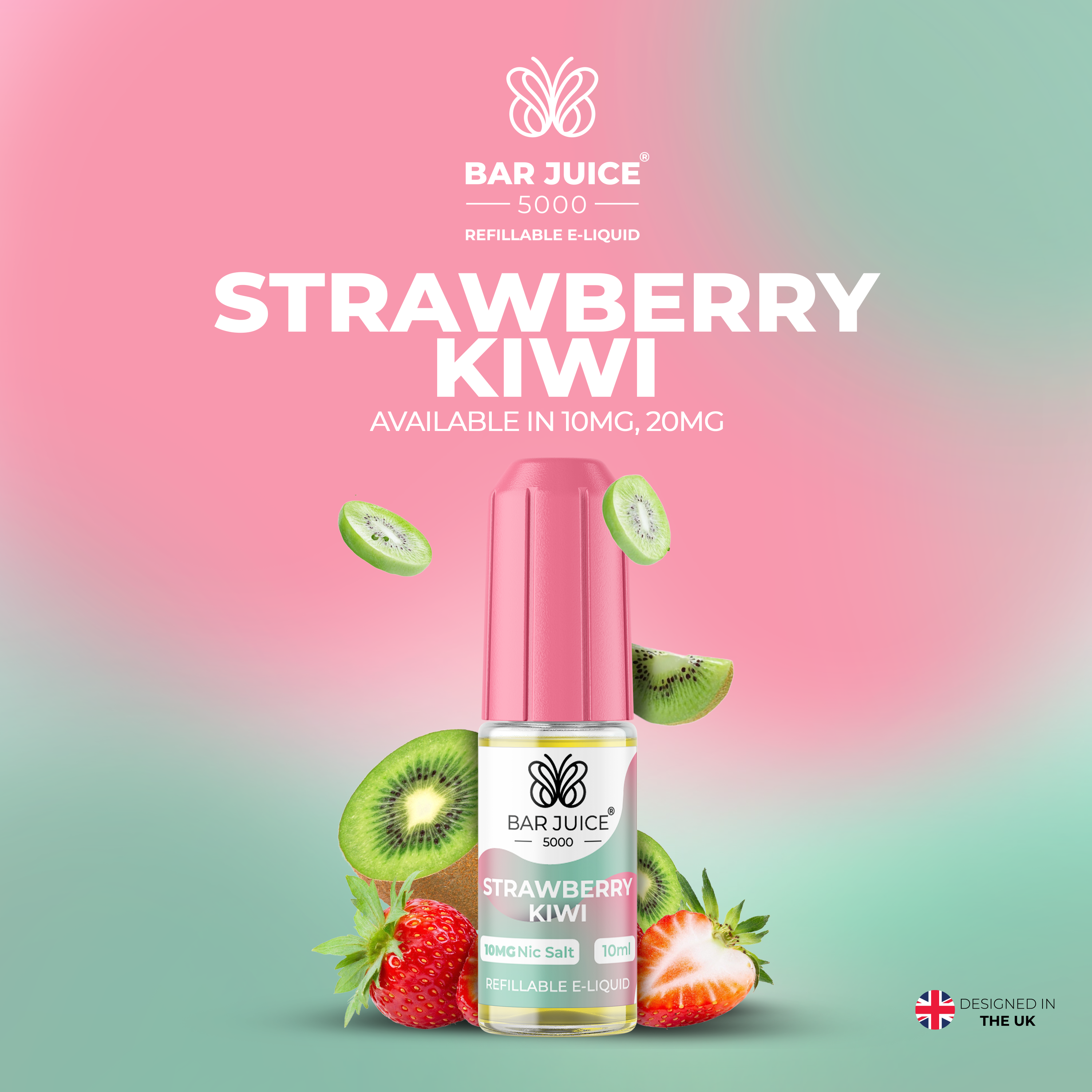 Strawberry Kiwi Nic Salt E-Liquid | Vape Juice by Bar Juice BAR JUICE Strawberry Kiwi Nic Salt E-Liquid | Vape Juice by Bar Juice BAR JUICE