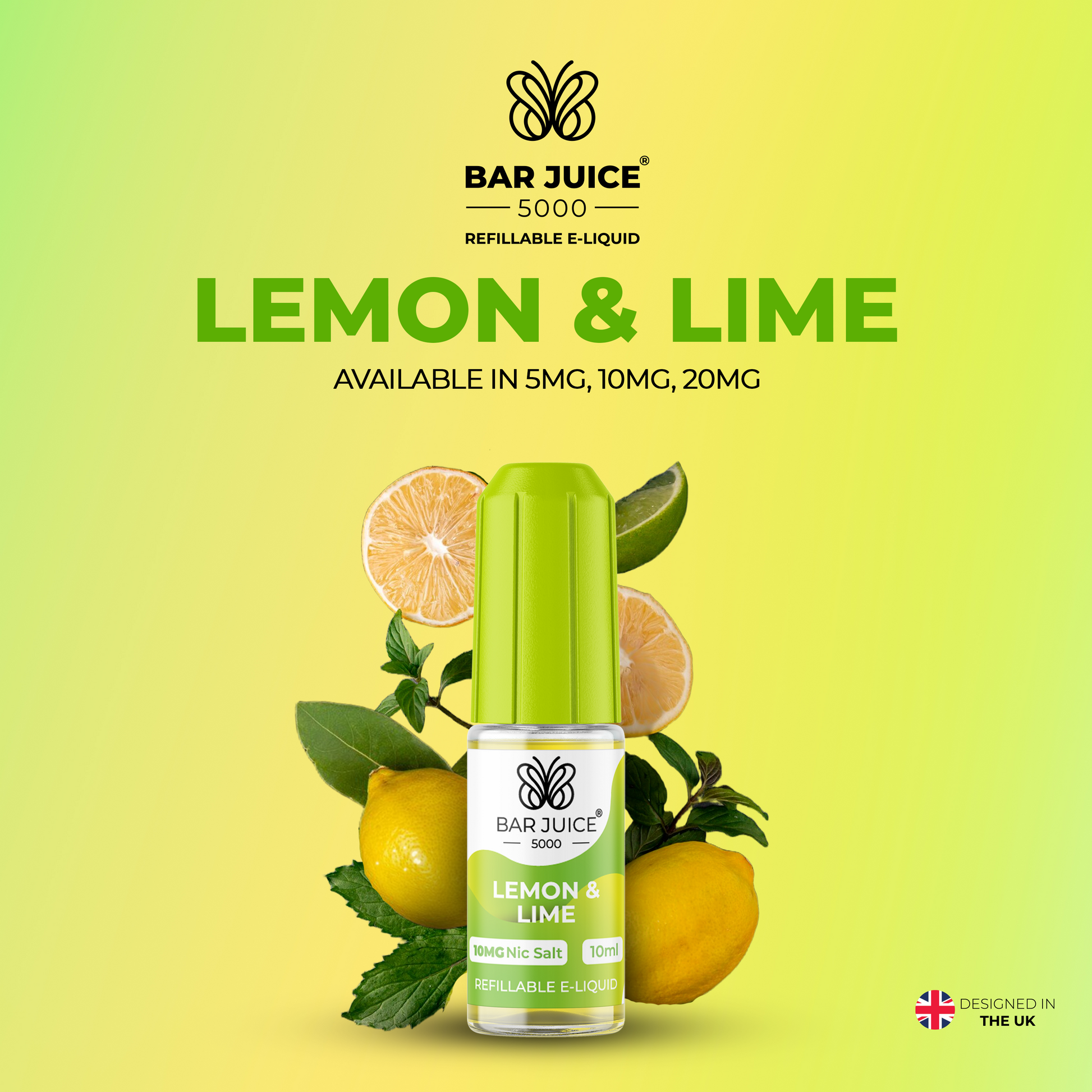 Lemon & Lime Nic Salt E-Liquid | Vape Juice by Bar Juice BAR JUICE Lemon & Lime Nic Salt E-Liquid | Vape Juice by Bar Juice BAR JUICE