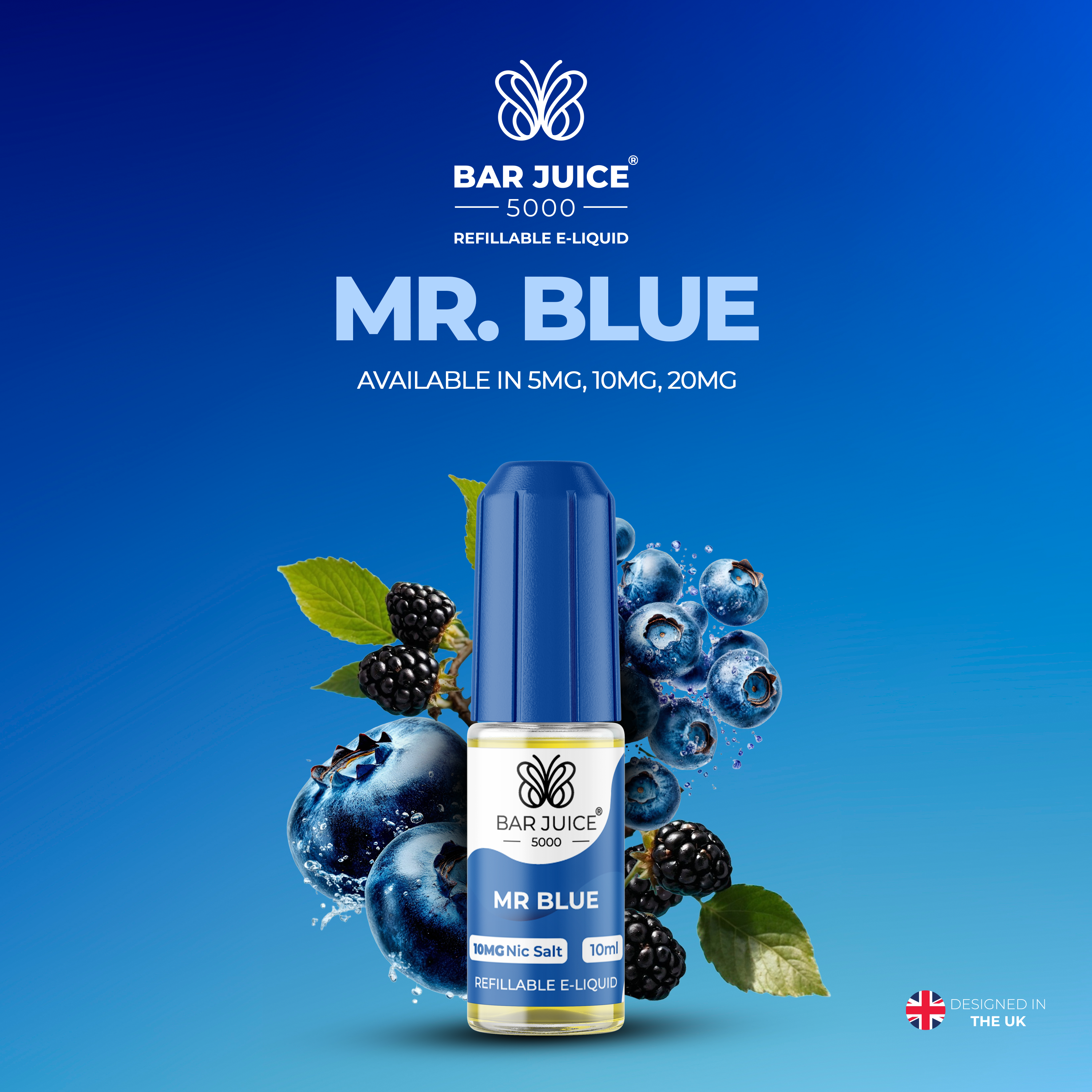 Mr Blue Nic Salt E-Liquid | Vape Juice by Bar Juice BAR JUICE Mr Blue Nic Salt E-Liquid | Vape Juice by Bar Juice BAR JUICE