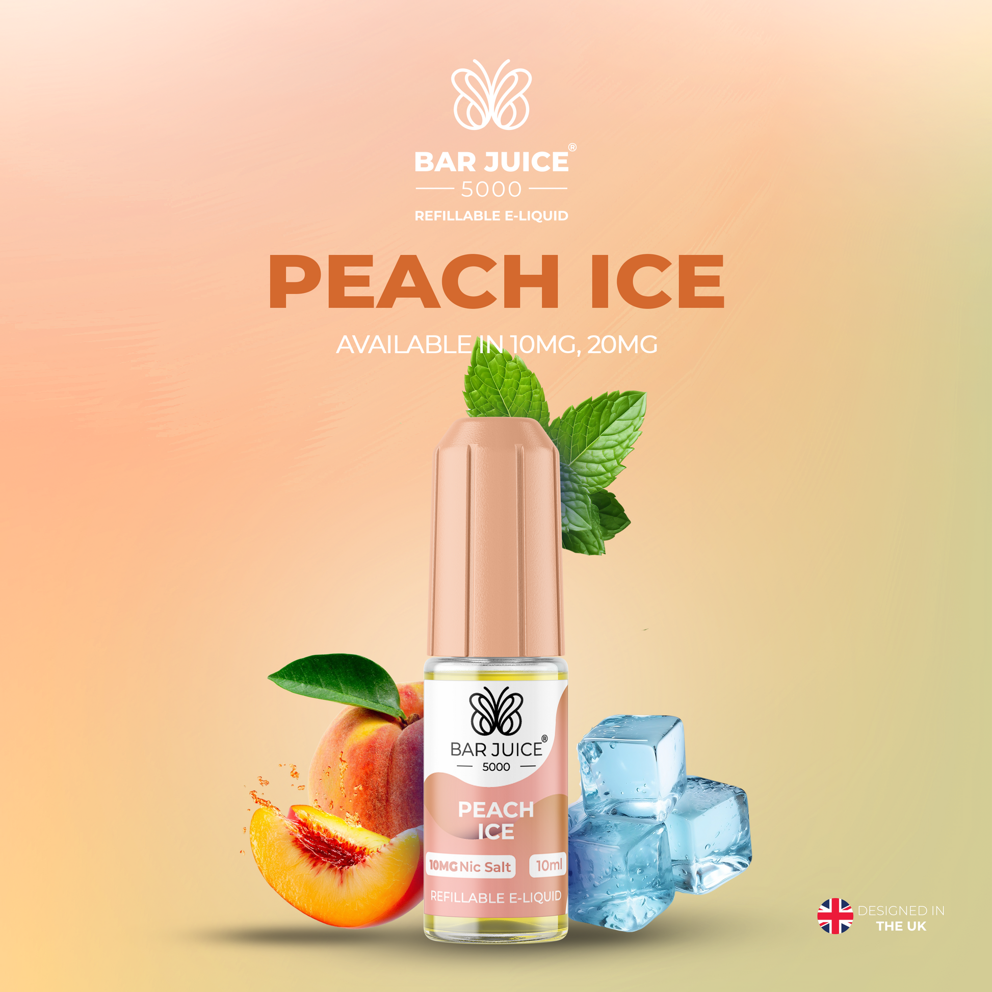 Peach Ice Nic Salt E-Liquid | Vape Juice by Bar Juice BAR JUICE Peach Ice Nic Salt E-Liquid | Vape Juice by Bar Juice BAR JUICE