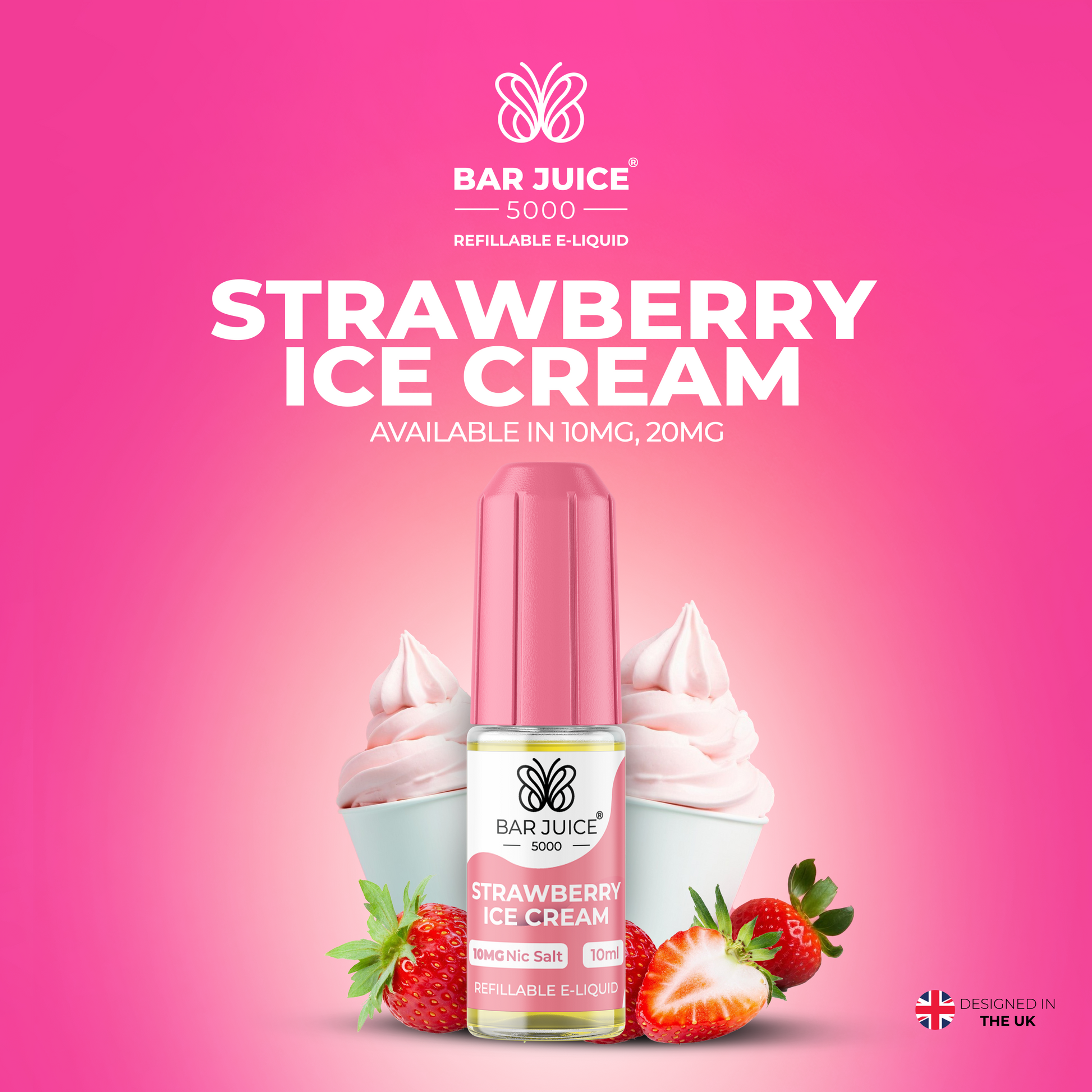 Strawberry Ice Cream Nic Salt E-Liquid | Vape Juice by Bar Juice BAR JUICE Strawberry Ice Cream Nic Salt E-Liquid | Vape Juice by Bar Juice BAR JUICE